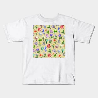 Genshin Impact Flowers Print (Beige) Kids T-Shirt